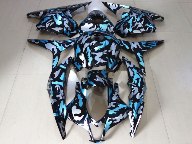 Billigste Honda CBR600RR Motorrad Verkleidung 2009-2012 - Weiss Blau Camouflage