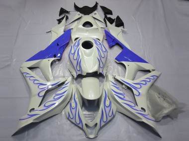 Billigste Honda CBR600RR Motorrad Verkleidung 2007-2008 - Weiss Blau Flamme
