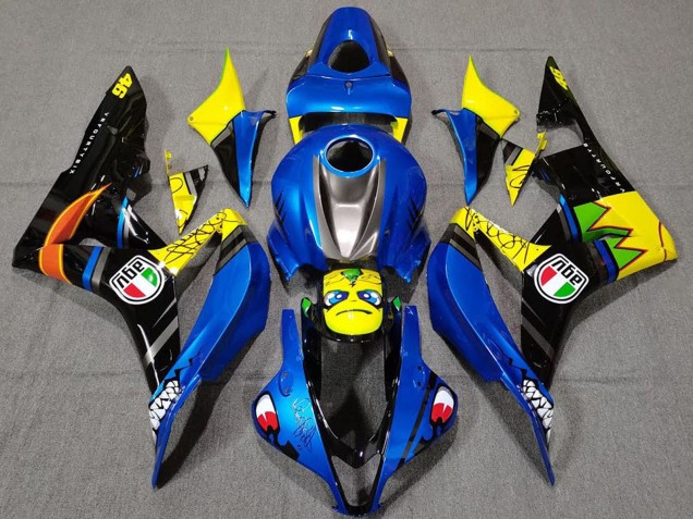 Billigste Honda CBR600RR Motorrad Verkleidung 2007-2008 - Blau Gelb Glanzendes Schwarz Hai