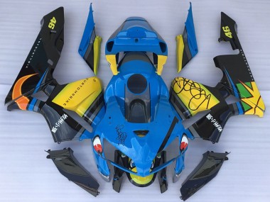 Billigste Honda CBR600RR Motorrad Verkleidung 2005-2006 - Blau Gelb Schwarz Hai