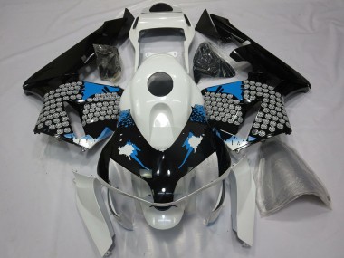 Billigste Honda CBR600RR Motorrad Verkleidung 2003-2004 - Weiss Blau Glanzendes Schwarz Spritzer