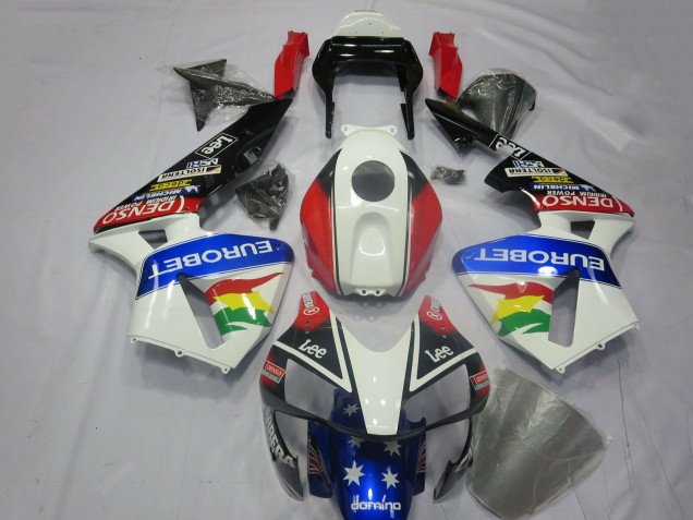 Billigste Honda CBR600RR Motorrad Verkleidung Kit 2003-2004 - Weiss Rot Blau Glanzendes Schwarz EuroBet