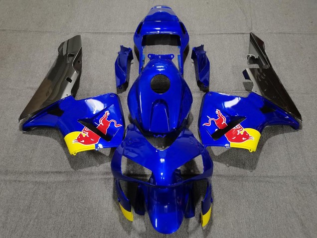 Billigste Honda CBR600RR Motorrad Verkleidung 2003-2004 - Blau Gelb Glanzendes Schwarz Red Bull