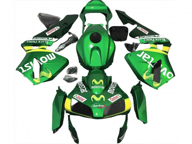 Billigste Honda CBR600RR Motorrad Verkleidung 2003-2004 - Grun Gelb MoviStar