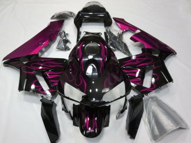 Billigste Honda CBR600RR Motorrad Verkleidung 2003-2004 - Glanzendes Schwarz Lila Flamme