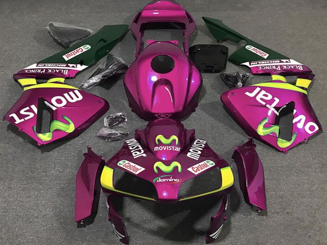 Billigste Honda CBR600RR Motorrad Verkleidung 2003-2004 - Rosa Gelb Grun MoviStar