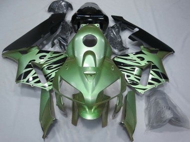 Billigste Honda CBR600RR Motorrad Verkleidung 2005-2006 - Hellgrun Schwarz Flamme
