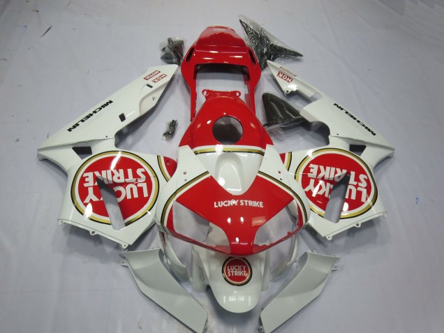 Billigste Honda CBR600RR Motorrad Verkleidung 2003-2004 - Weiss Rot Lucky Strike