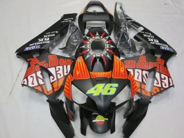 Billigste Honda CBR600RR Motorrad Verkleidung 2003-2004 - Matt Schwarz Orange Gelb Rossi 46