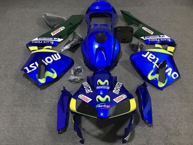 Billigste Honda CBR600RR Motorrad Verkleidung 2003-2004 - Blau Gelb Grun MoviStar