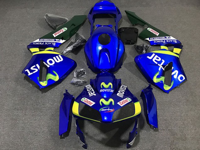 Billigste Honda CBR600RR Motorrad Verkleidung 2003-2004 - Blau Gelb Grun MoviStar