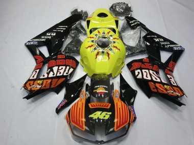 Billigste Honda CBR600RR Motorrad Verkleidung 2013-2023 - Gelb Orange Glanzendes Schwarz Rossi 46