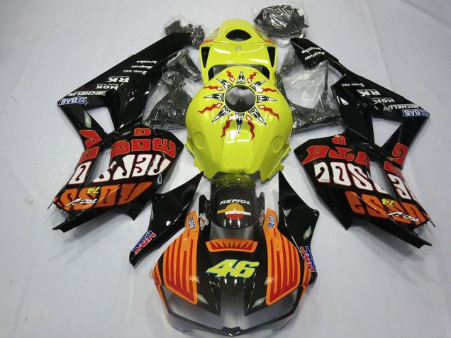 Billigste Honda CBR600RR Motorrad Verkleidung 2013-2023 - Gelb Orange Glanzendes Schwarz Rossi 46