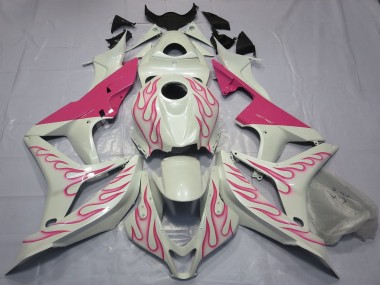 Billigste Honda CBR600RR Motorrad Verkleidung 2007-2008 - Weiss Rosa Flamme