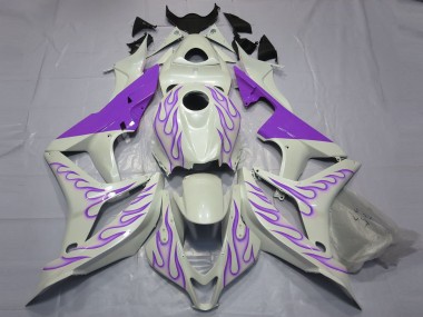 Billigste Honda CBR600RR Motorrad Verkleidung 2007-2008 - Weiss Lila Flamme