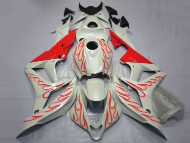 Billigste Honda CBR600RR Motorrad Verkleidung 2007-2008 - Weiss Rot Flamme