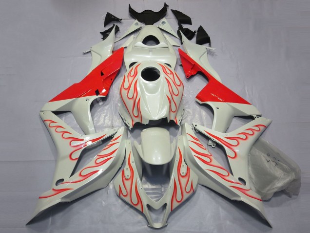 Billigste Honda CBR600RR Motorrad Verkleidung 2007-2008 - Weiss Rot Flamme