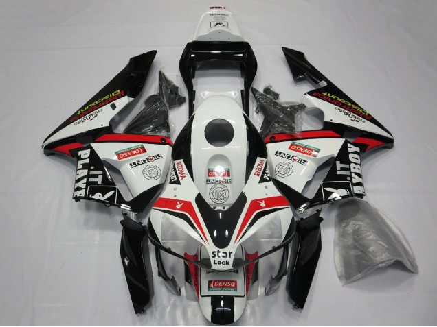 Billigste Honda CBR600RR Motorrad Verkleidung 2003-2004 - Weiss Rot Glanzendes Schwarz Playboy