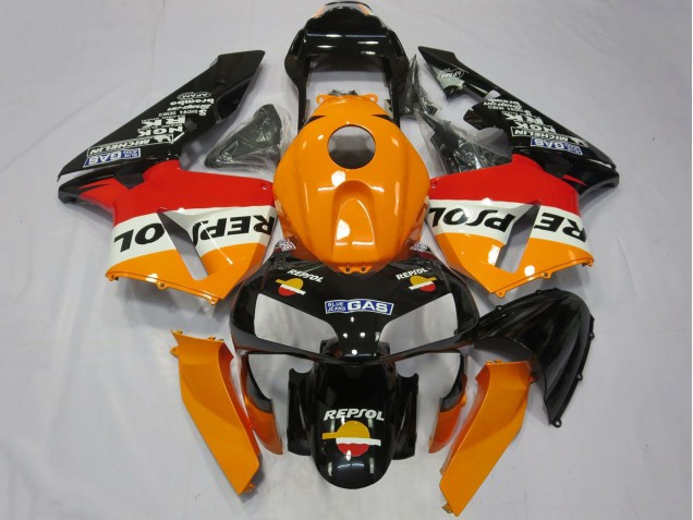 Billigste Honda CBR600RR Komplette Motorrad Verkleidung 2003-2004 - Orange Weiss Rot Glanzendes Schwarz Repsol