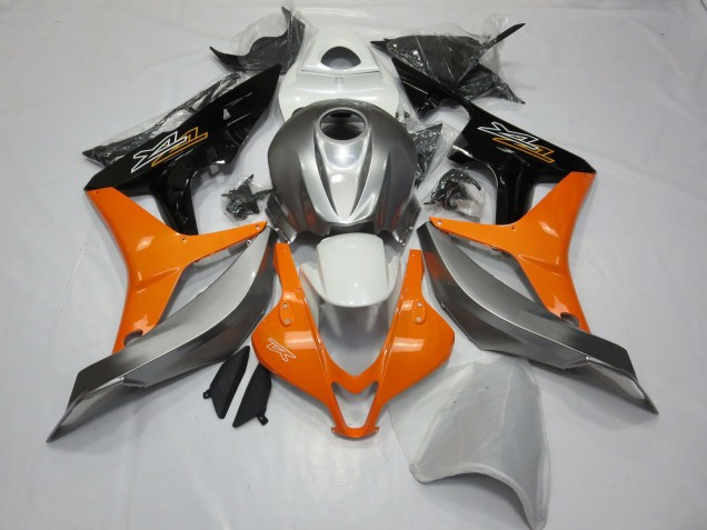 Billigste Honda CBR600RR Motorrad Verkleidung 2007-2008 - Silber Orange Glanzendes Schwarz