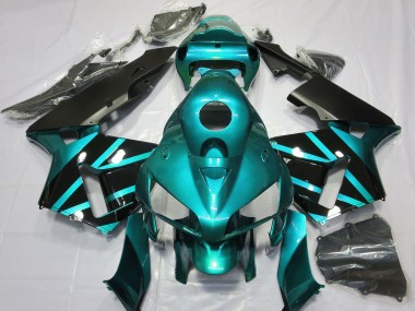 Billigste Honda CBR600RR Motorrad Verkleidung 2005-2006 - Blau Grun Glanzendes Schwarz Design