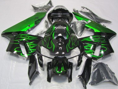 Billigste Honda CBR600RR Motorrad Verkleidung 2005-2006 - Glanzendes Schwarz Vibrant Grun Flamme