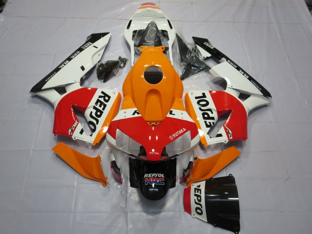 Billigste Honda CBR600RR Motorrad Verkleidung 2003-2004 - Orange Weiss Rot Glanzendes Schwarz Repsol