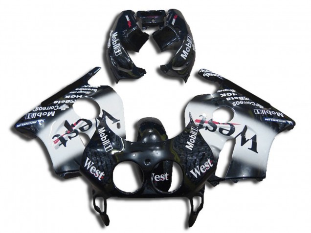 Billigste Honda CBR250RR Motorrad Verkleidung 1990-1998 - Glanzendes Schwarz Weiss West