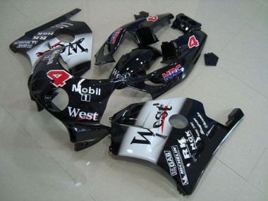 Billigste Honda CBR250RR Motorrad Verkleidung 1990-1998 - Glanzendes Schwarz Weiss West Mobil