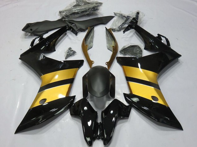 Billigste Honda CBR600F Motorrad Verkleidung 2011-2013 - Gold Glanzendes Schwarz CBR Design