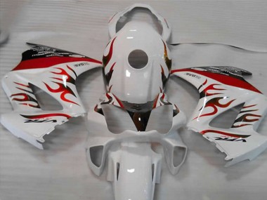Billigste Honda VFR 800 Motorrad Verkleidung 2002-2013 - Weiss Rot Flamme