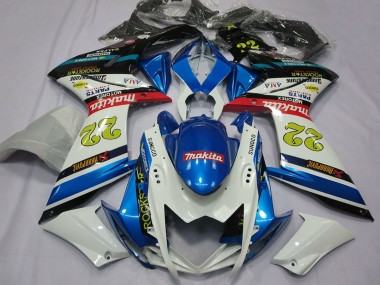Billigste Suzuki GSXR 1000 Motorrad Verkleidung 2007-2008 - Weiss Blau Rot Schwarz Motul 22