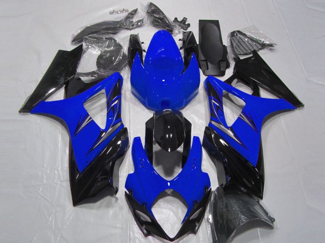 Billigste Suzuki GSXR 1000 Motorrad Verkleidung 2007-2008 - Blau Glanzendes Schwarz