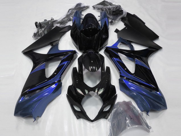 Billigste Suzuki GSXR 1000 Motorrad Verkleidung 2007-2008 - Blau Glanzendes Schwarz