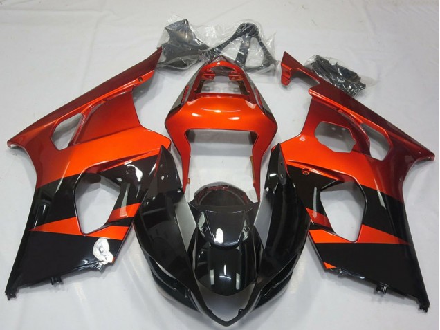 Billigste Suzuki GSXR 1000 Motorrad Verkleidung 2003-2004 - Burnt Orange Glanzendes Schwarz
