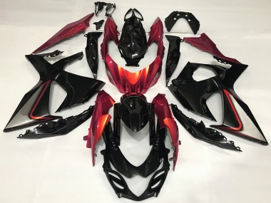 Billigste Suzuki GSXR 1000 Motorrad Verkleidung 2009-2016 - Glanzendes Schwarz Rot