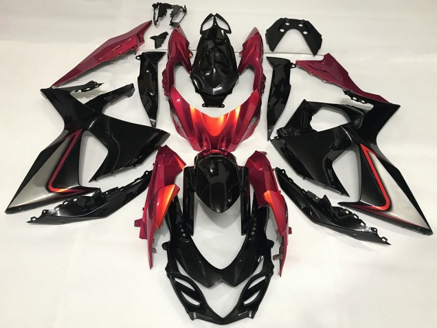 Billigste Suzuki GSXR 1000 Motorrad Verkleidung 2009-2016 - Glanzendes Schwarz Rot