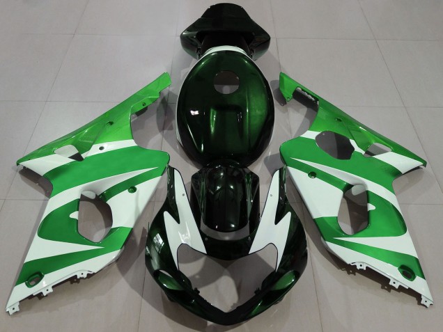 Billigste Suzuki GSXR 1000 Motorrad Verkleidung 2000-2002 - Grun Weiss Schwarz