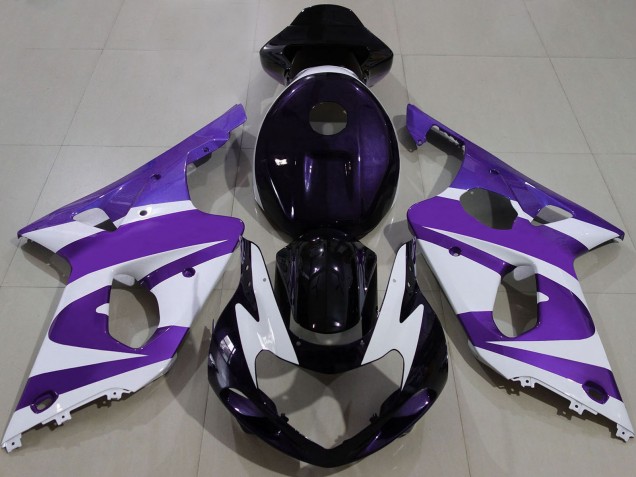 Billigste Suzuki GSXR 1000 Motorrad Verkleidung 2000-2002 - Lila Weiss Schwarz