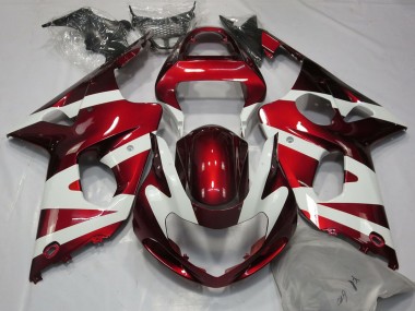 Billigste Suzuki GSXR 1000 Motorrad Verkleidung 2000-2002 - Weiss Rot