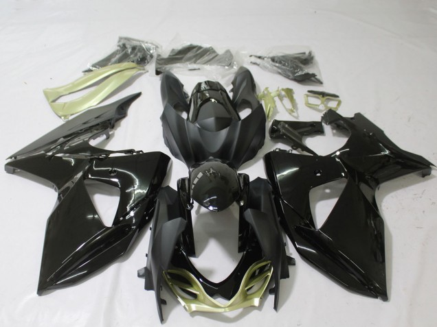 Billigste Suzuki GSXR 1000 Motorrad Verkleidung 2009-2016 - Glanzendes Schwarz Silber