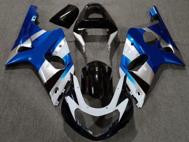 Billigste Suzuki GSXR 1000 Motorrad Verkleidung 2000-2002 - Blau Silber Glanzendes Schwarz OEM Stil