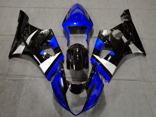 Billigste Suzuki GSXR 1000 Motorrad Verkleidung 2003-2004 - Blau Weiss Glanzendes Schwarz
