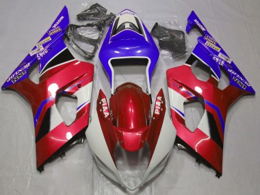 Billigste Suzuki GSXR 1000 Motorrad Verkleidung 2003-2004 - Bonbon Rot Weiss Blau