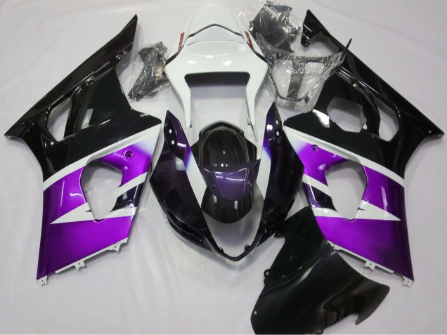 Billigste Suzuki GSXR 1000 Motorrad Verkleidung 2003-2004 - Lila Weiss Glanzendes Schwarz