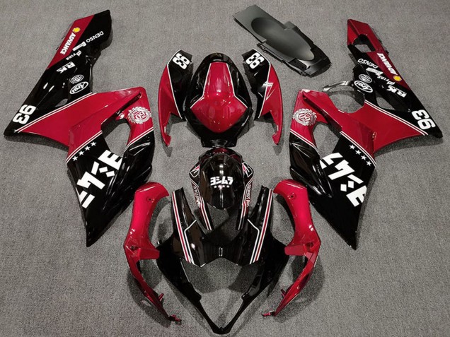 Billigste Suzuki GSXR 1000 Motorrad Verkleidung 2005-2006 - Rot Glanzendes Schwarz Weiss