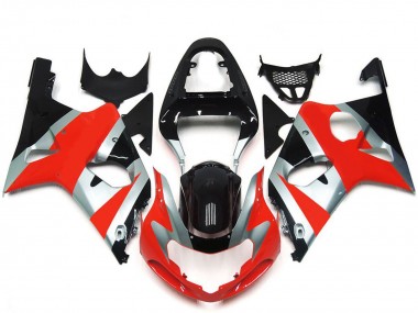 Billigste Suzuki GSXR 1000 Motorrad Verkleidung 2000-2002 - Silber Rot Glanzendes Schwarz OEM Stil