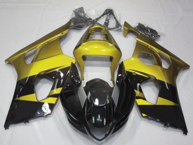 Billigste Suzuki GSXR 1000 Motorrad Verkleidung 2003-2004 - Gelb Glanzendes Schwarz