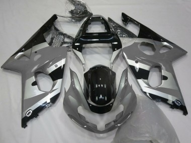Billigste Suzuki GSXR 1000 Motorrad Verkleidung 2000-2002 - Grau Silber Glanzendes Schwarz OEM Stil