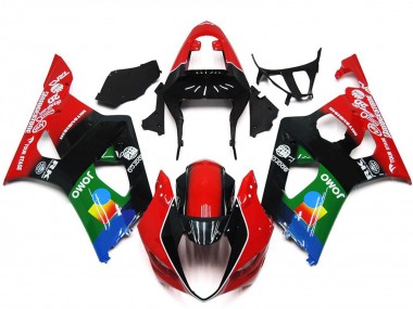 Billigste Suzuki GSXR 1000 Motorrad Verkleidung 2003-2004 - Rot Schwarz Grun JOMO